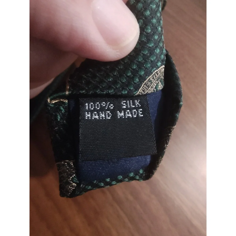 Rivetz of Boston Dartmouth College Silk Tie Green Gold Stripe Ivy League Crest